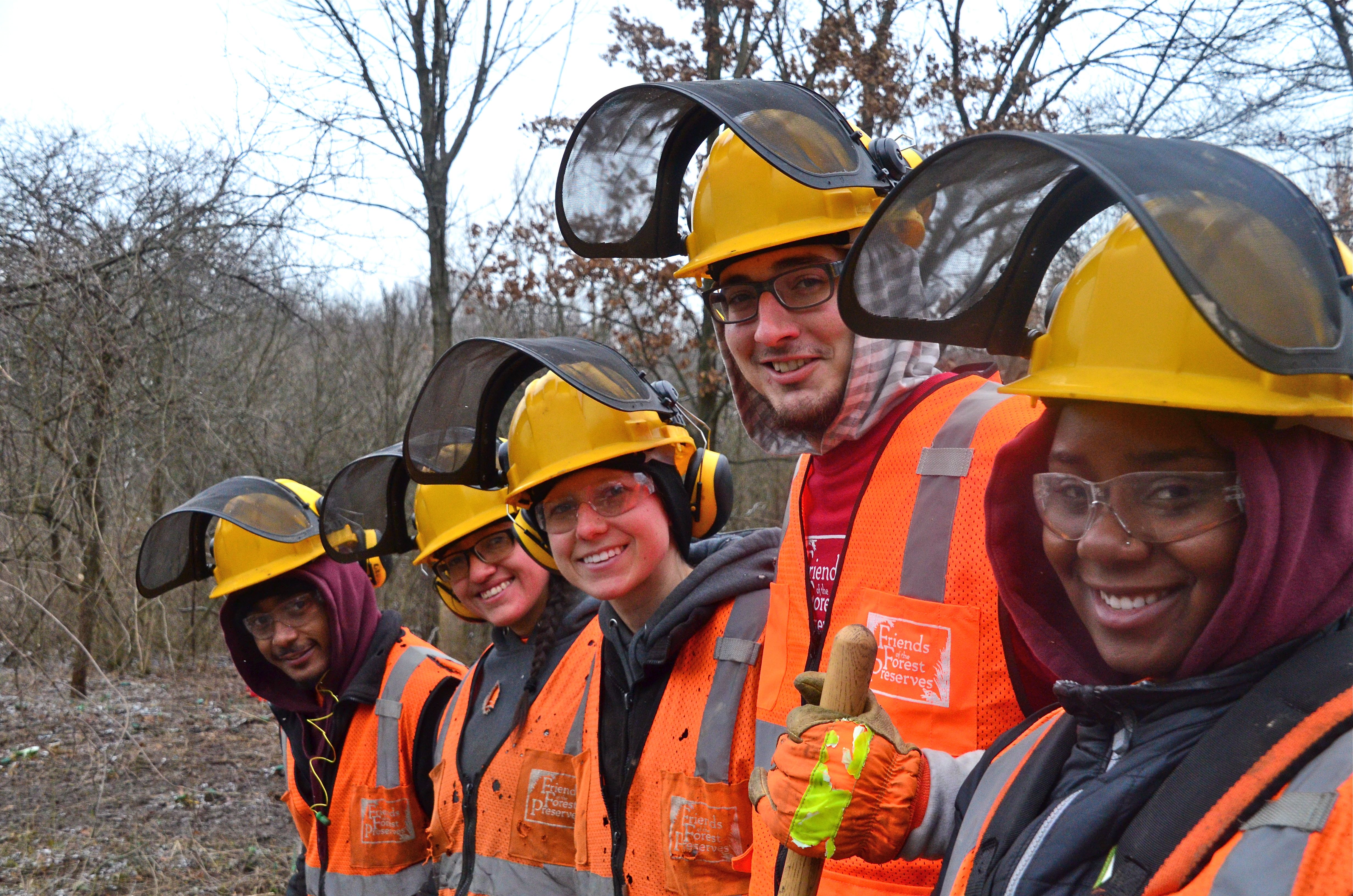 Conservation Corps crew members work on Preserves restoration.