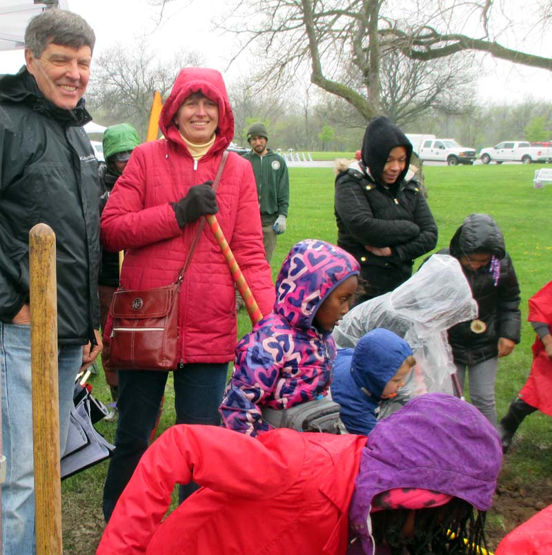 Pet Smith and her husband at an Arbor Day event.