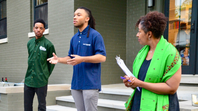 Dyrell Williams and Brian Clay with Foundation President Shelley A. Davis