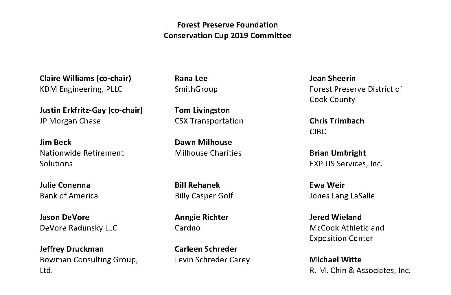 2019 Conservation Cup Host Committee