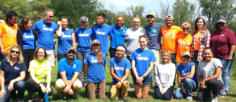 Diava (front row, fourth from left) with SCA crew members in 2018.