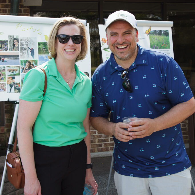 Sally Howe of Barclays and Ramon Ortega of Siebert Williams Shank connecting before the shotgun start. 